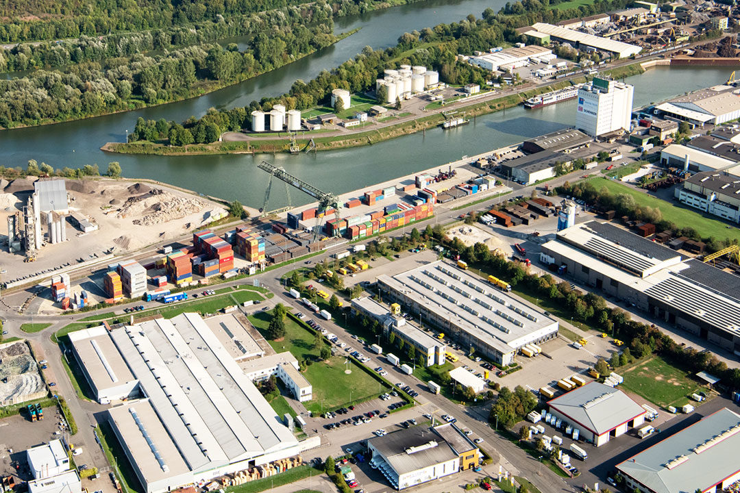 Der Hafen Trier von oben